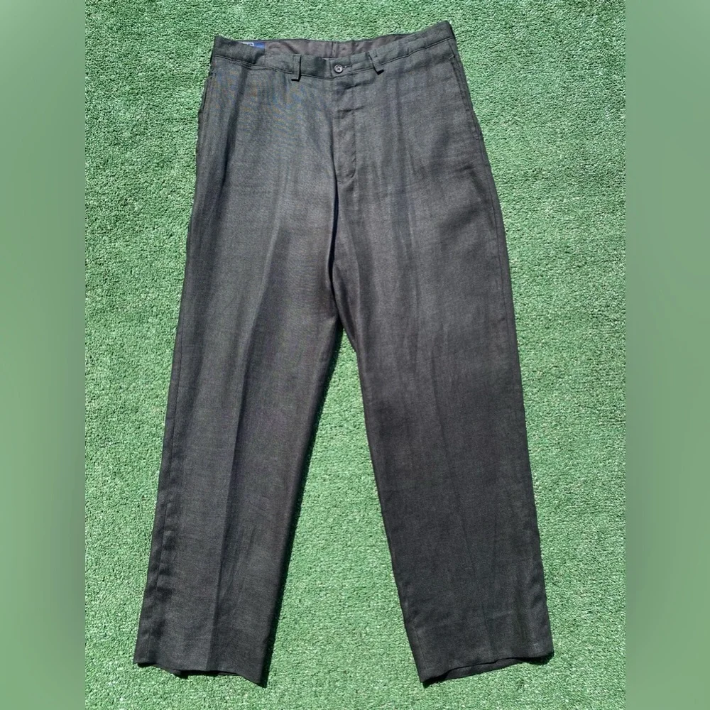 VTG 90s Polo Ralph Lauren 100% Linen Black Buttonfly Pants Mens 34 USA Made